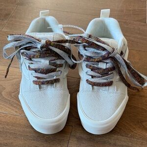 Vans Knu Stack White Sneakers with Multicolor Laces